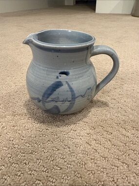 Handcrafted Blue Ceramic Pitcher - Decorative Home Art